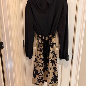 Elegant Black and Tan Floral Dress